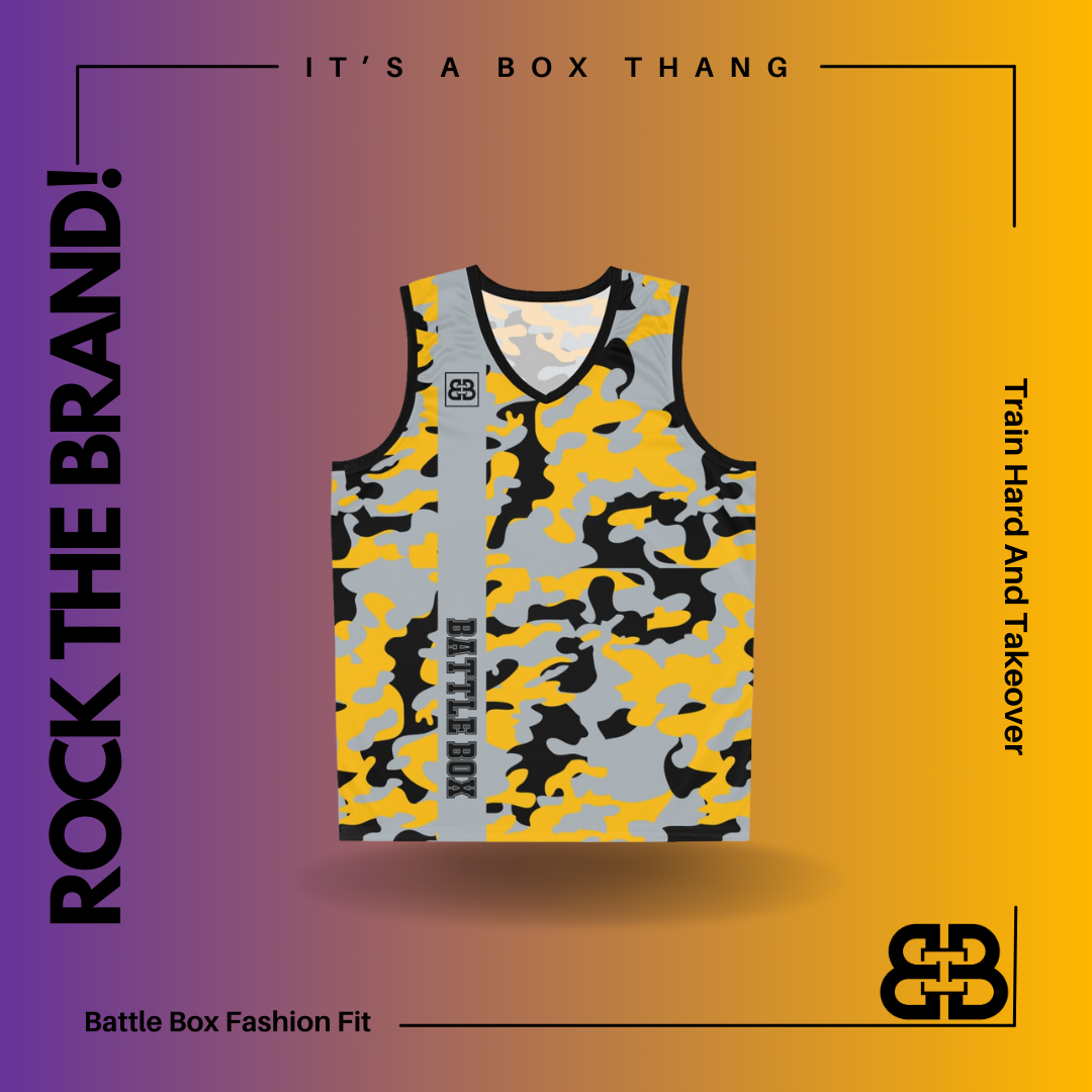 Battle Box Black Yellow Basketball Jersey Battle Box Wellness