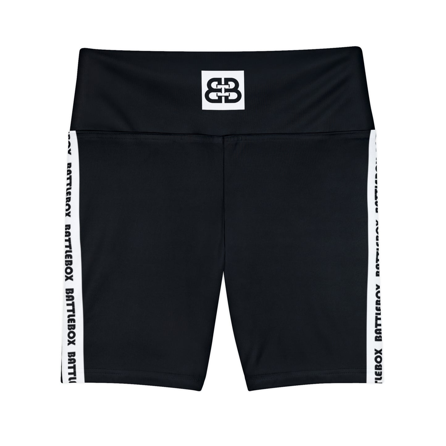 Battle Box White/Black Women's Workout Shorts-T1