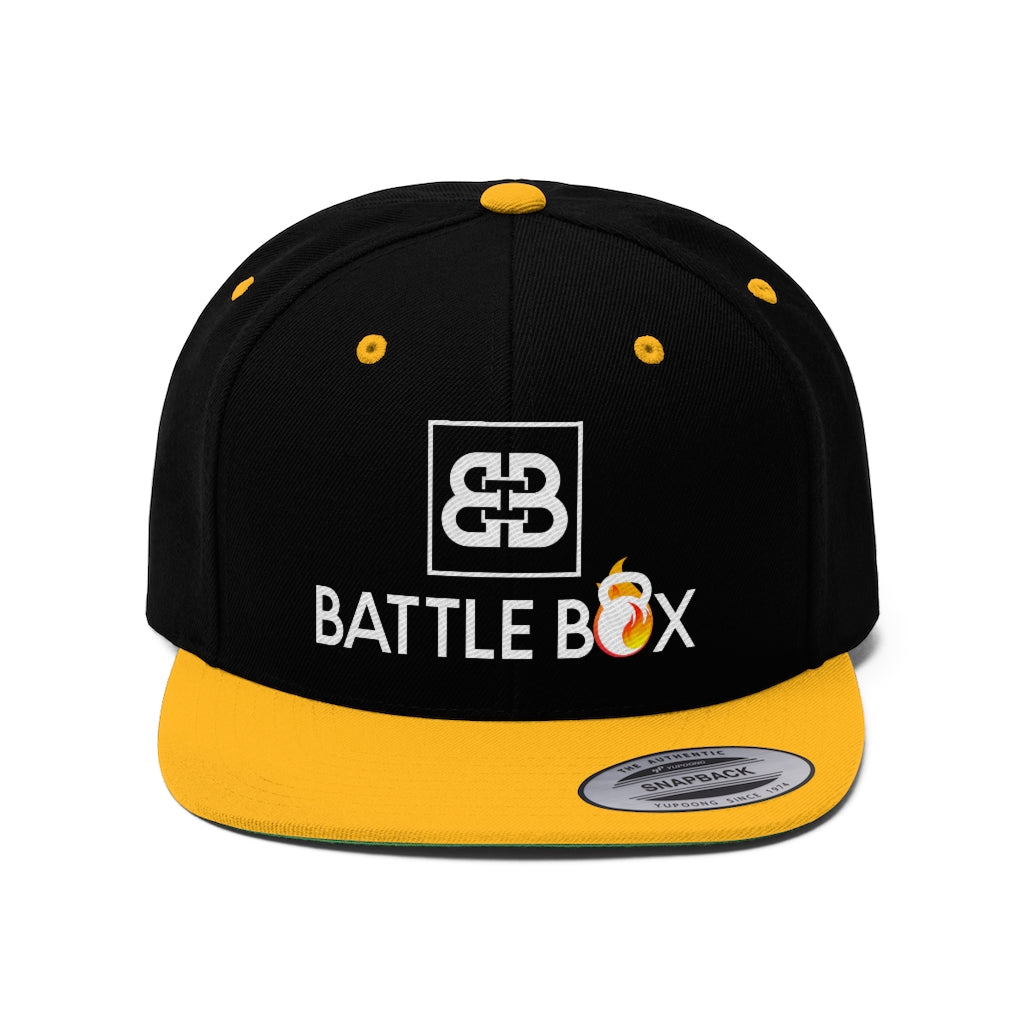 Battle Box Unisex Flat Bill Hat White Logo
