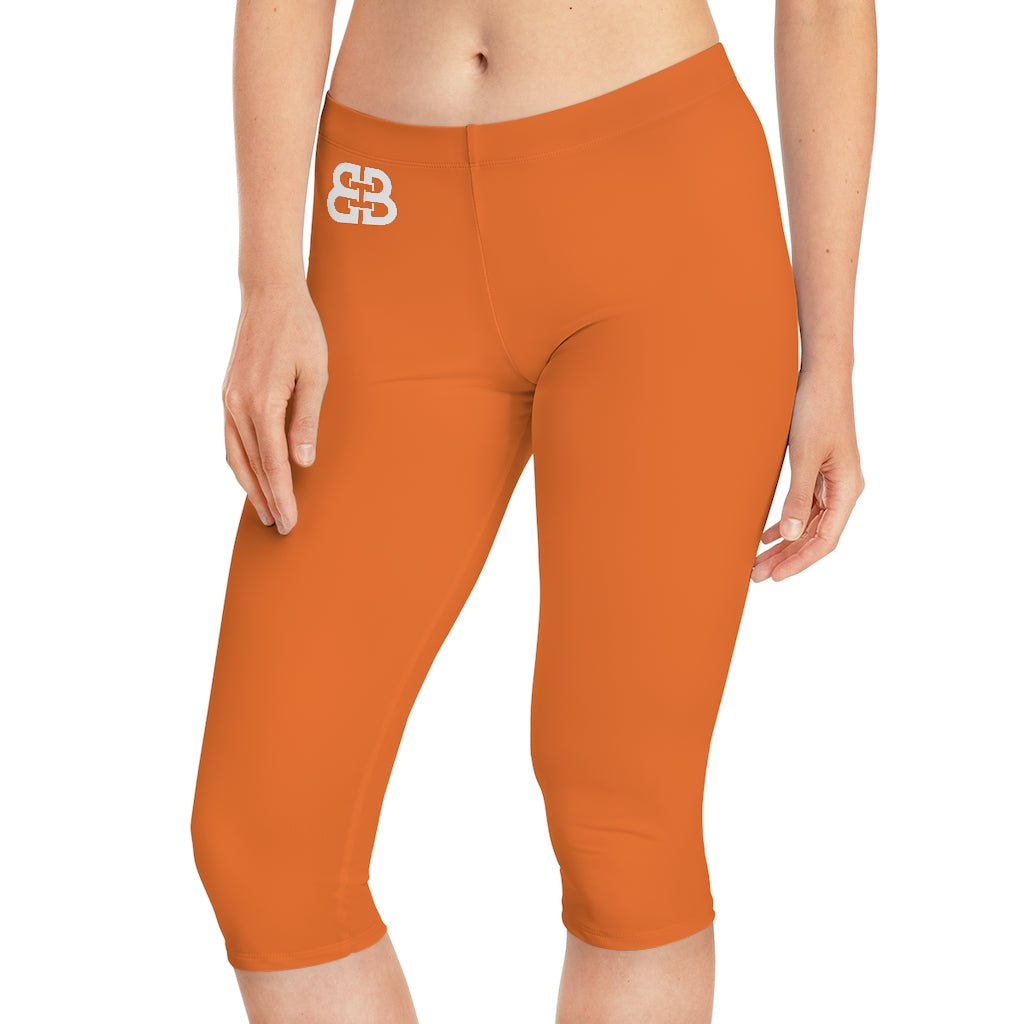 Women's Capri Leggings Knee Length Burnt Orange Rust Color