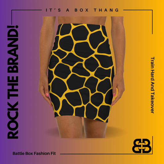 Battle Box Women's Black Yellow Cobble Mini Skirt-U6