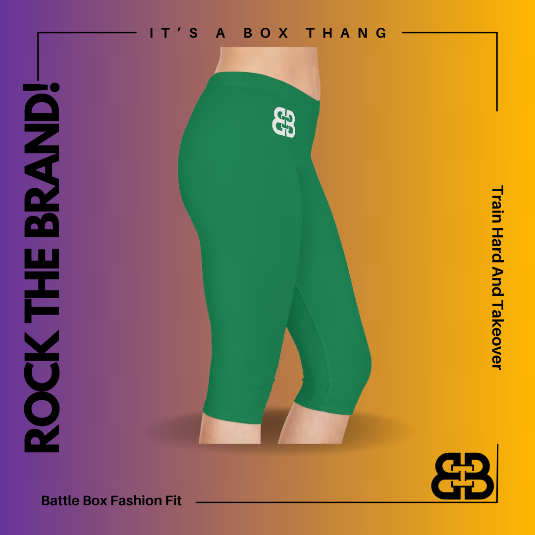 Battle Box [BB] Women's Green Capri Leggings