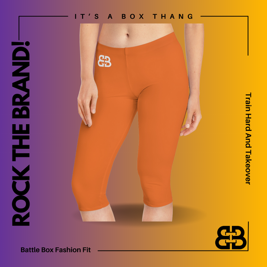 Battle Box [BB] Women's Orange Capri Leggings