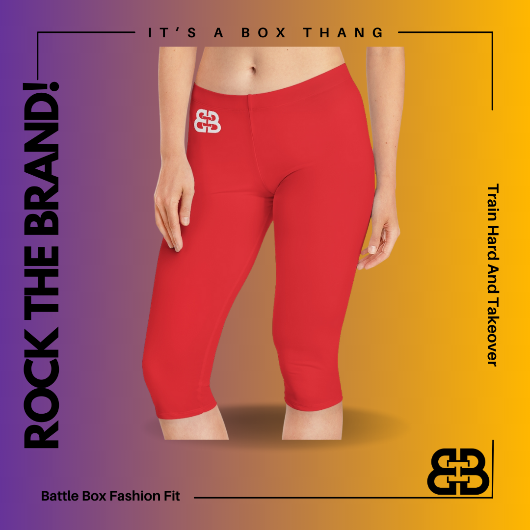 Battle Box [BB] Women's Red Capri Leggings
