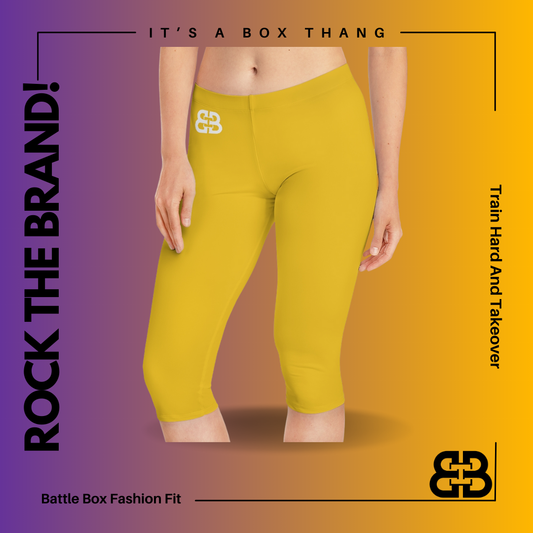 Battle Box [BB] Women's Yellow Capri Leggings