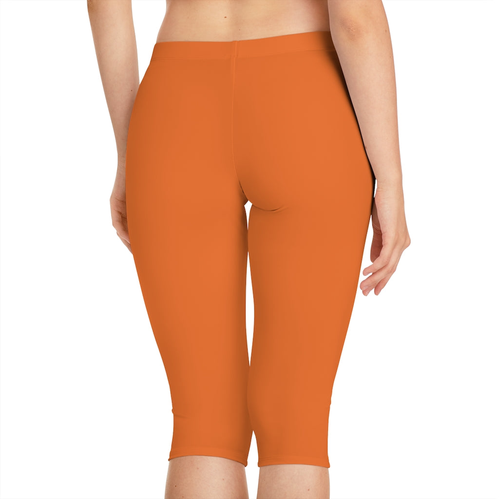 Time & Tru Women's High Rise Pull On Capri Leggings 3XL (22) Orange Saffron