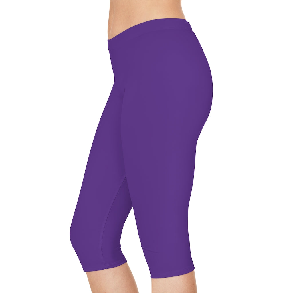 Brown - Purple - Black or White Lace Bottom Capri Plus Size Leggings 1x 2x 3x  4x 5x 6x 7x 8x