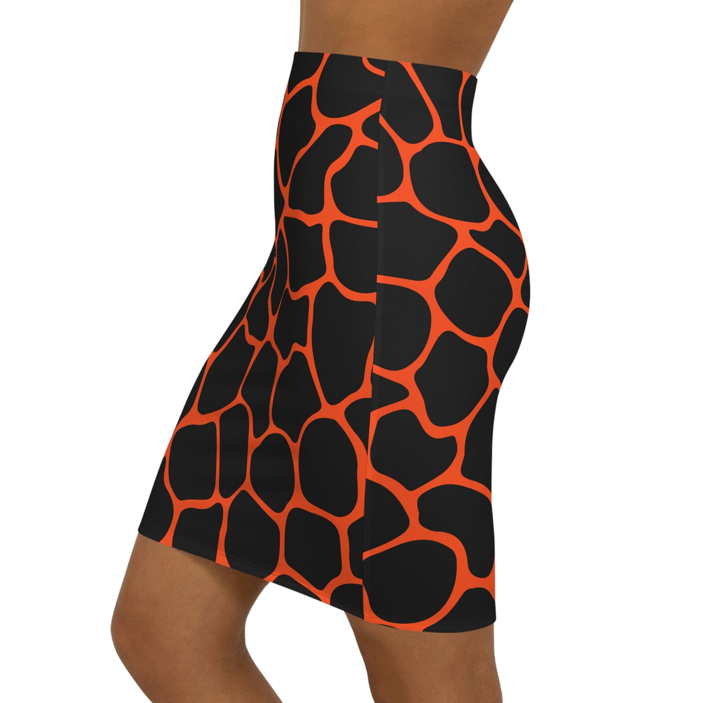 Battle Box Women's Black Orange Cobble Mini Skirt-U6