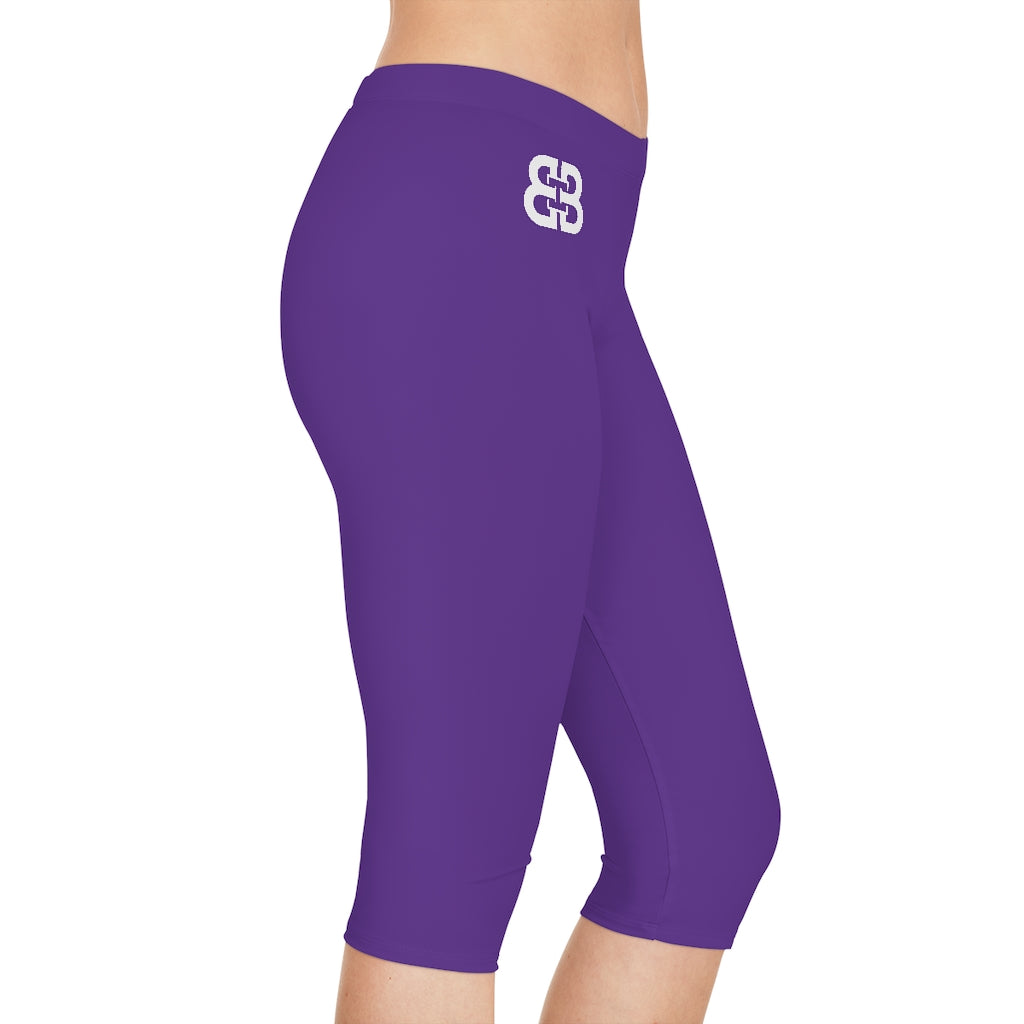 Women's Jungle Purple Cropped Capri Gym Leggings - Leggings For Days
