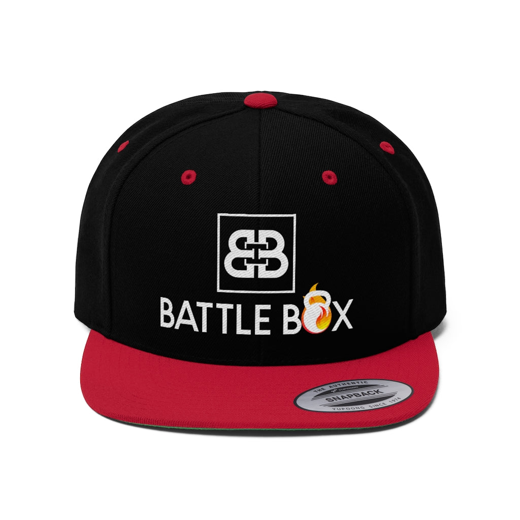 Battle Box Unisex Flat Bill Hat White Logo