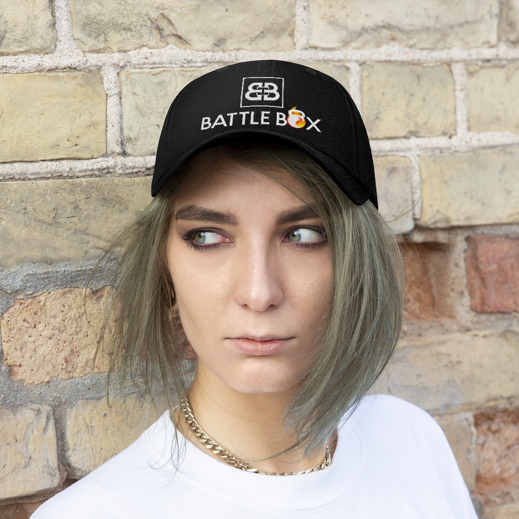 Battle Box Unisex Twill Hat White Logo