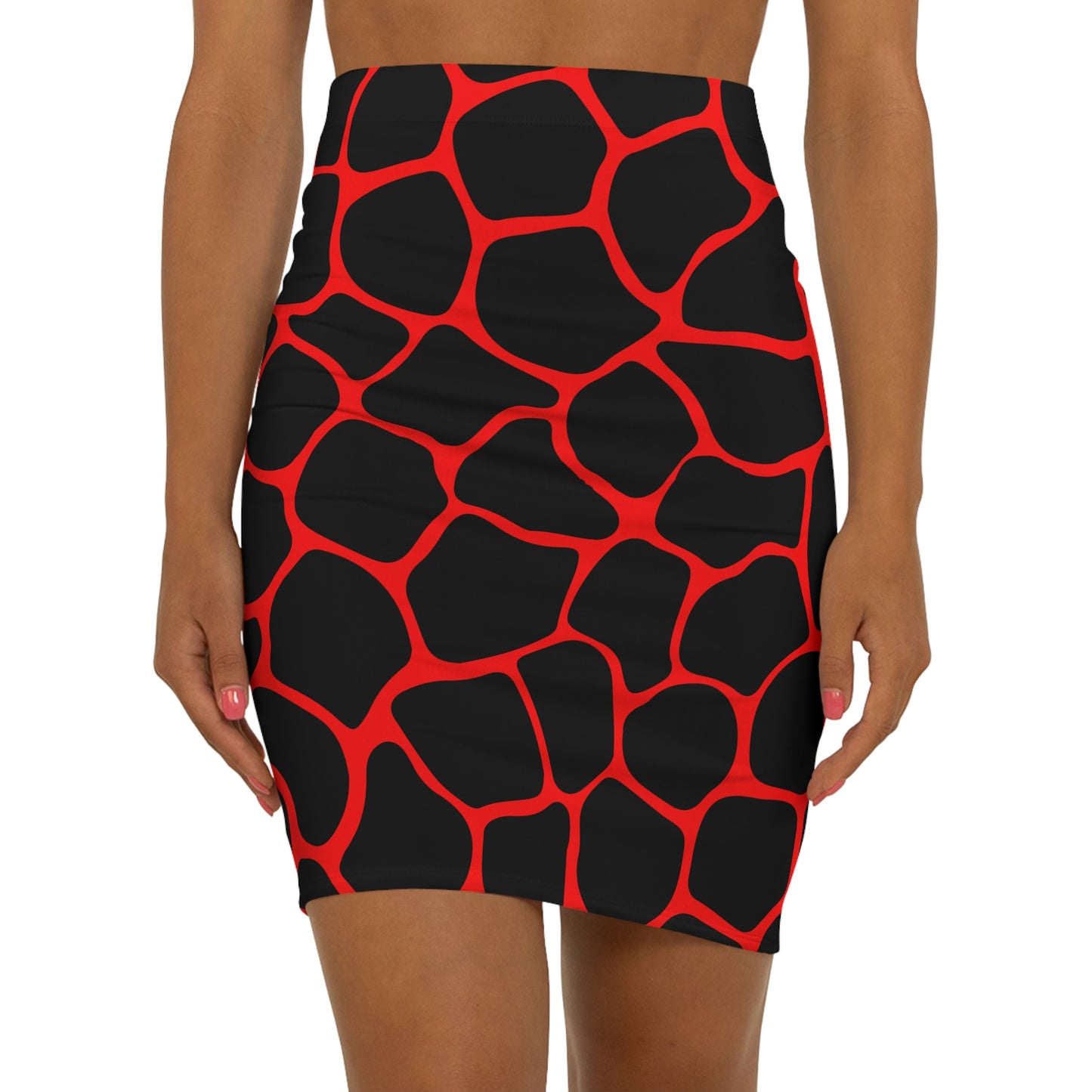 Battle Box Women's Black Red Cobble Mini Skirt-U6