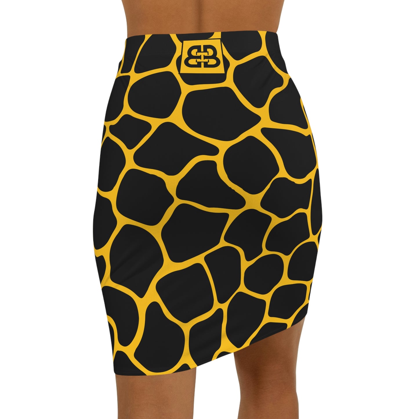 Battle Box Women's Black Yellow Cobble Mini Skirt-U6