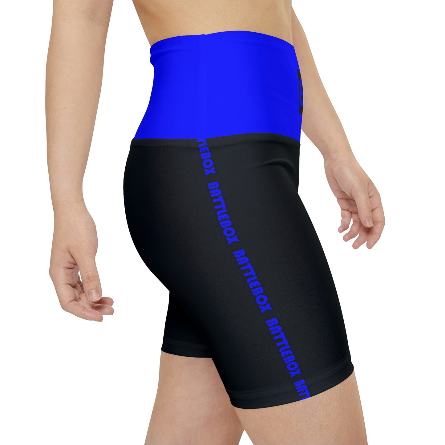 Battle Box Blue/Black Women's Workout Shorts-T1