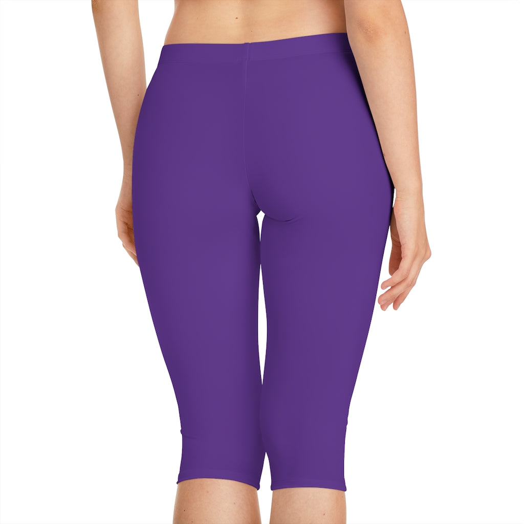 Women's Jungle Purple Cropped Capri Gym Leggings - Leggings For Days