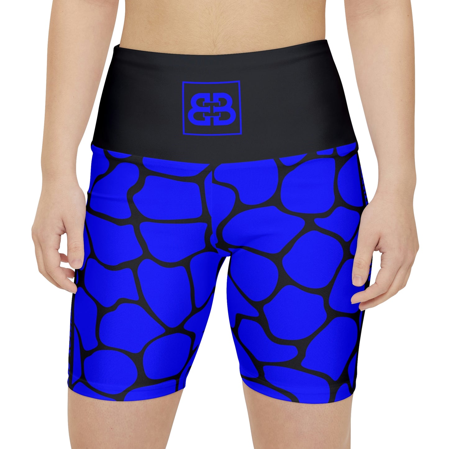 Battle Box Blue/Black Cobble Women's Workout Shorts-T1