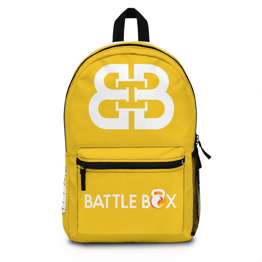Battle Box Gym Fitness Yellow Train Hard Backpack