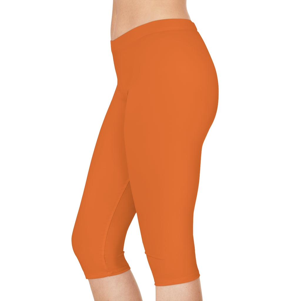 LMB Capri Leggings for Women Buttery Soft Polyester Fabric, Neon Orange, XL  - 3XL