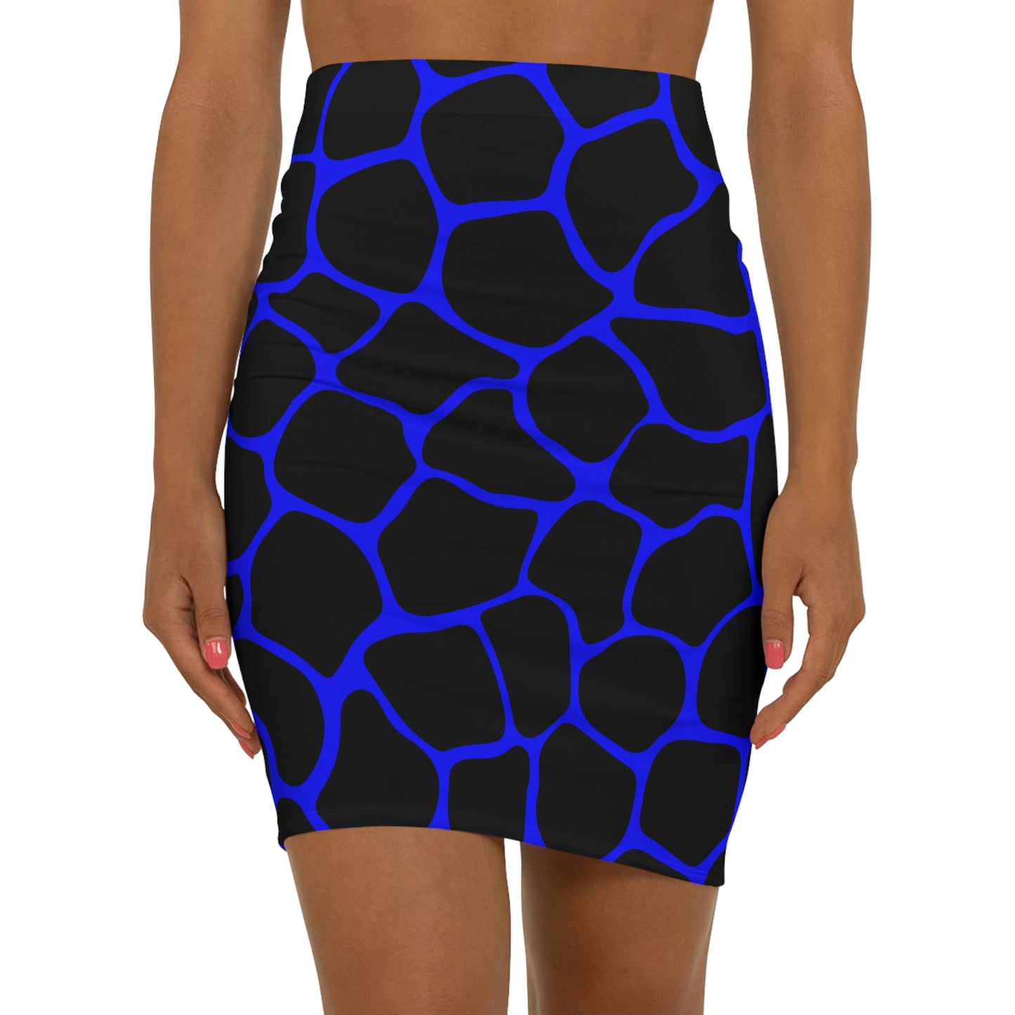 Battle Box Women's Blue Black Cobble Mini Skirt-U6