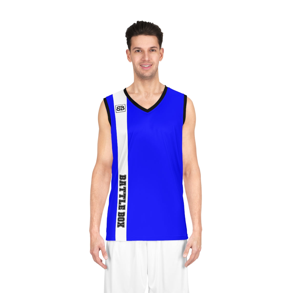 Battle Box Blue White Basketball Jersey