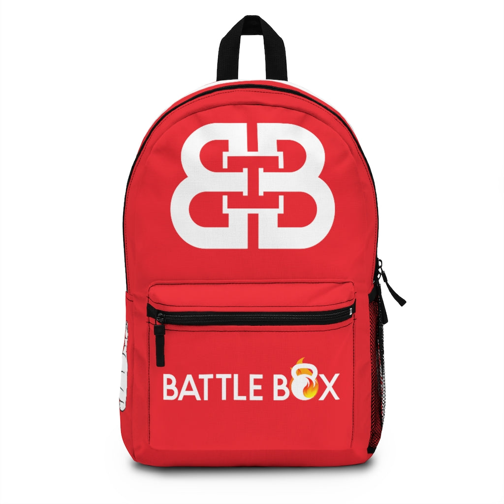 Battle Box Gym Fitness Red Train Hard Backpack