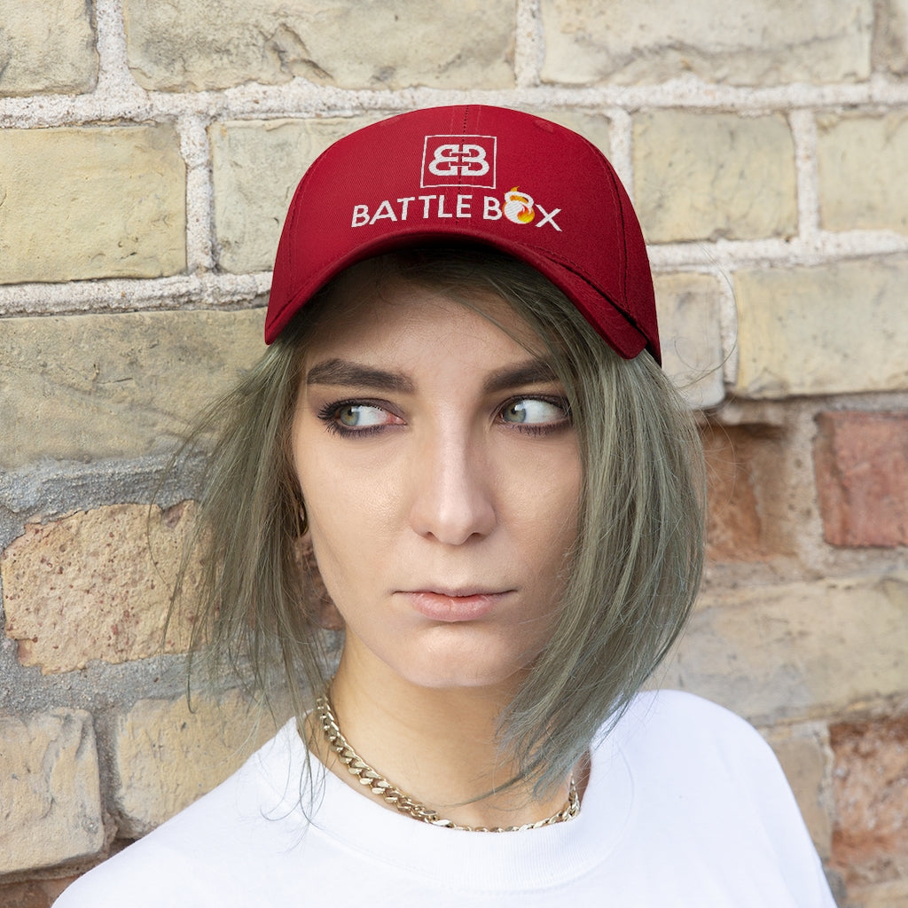 Battle Box Unisex Twill Hat White Logo