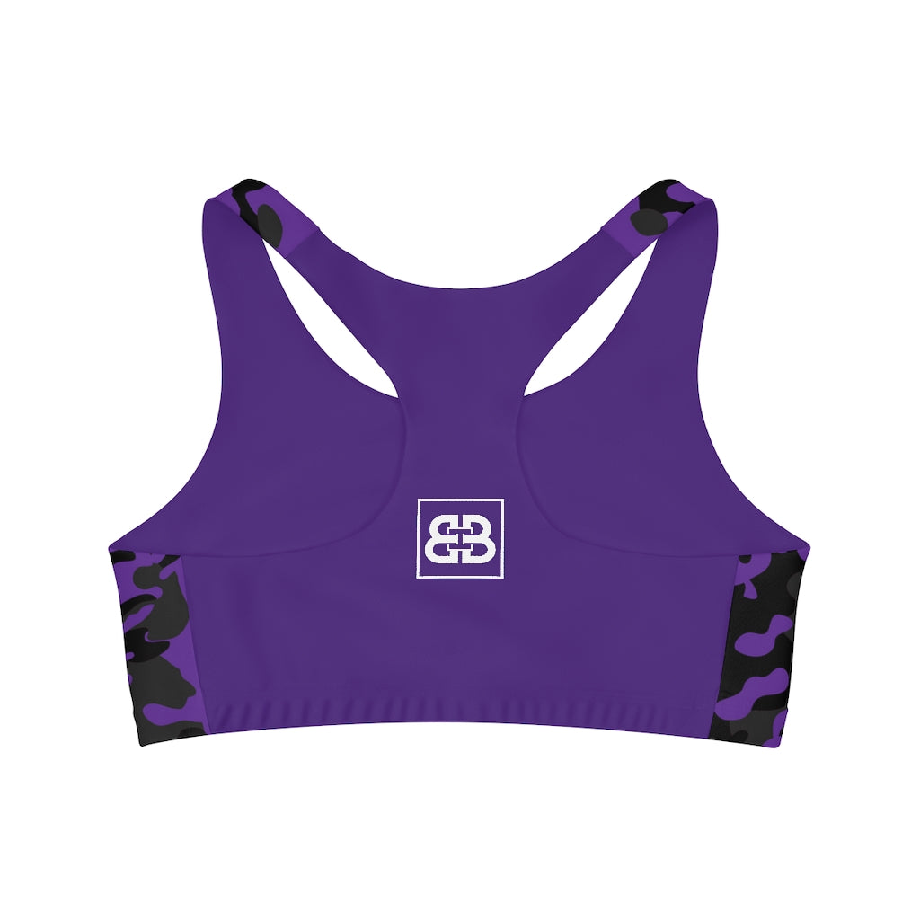 Purple Camo Seamless Sports Bra -1A
