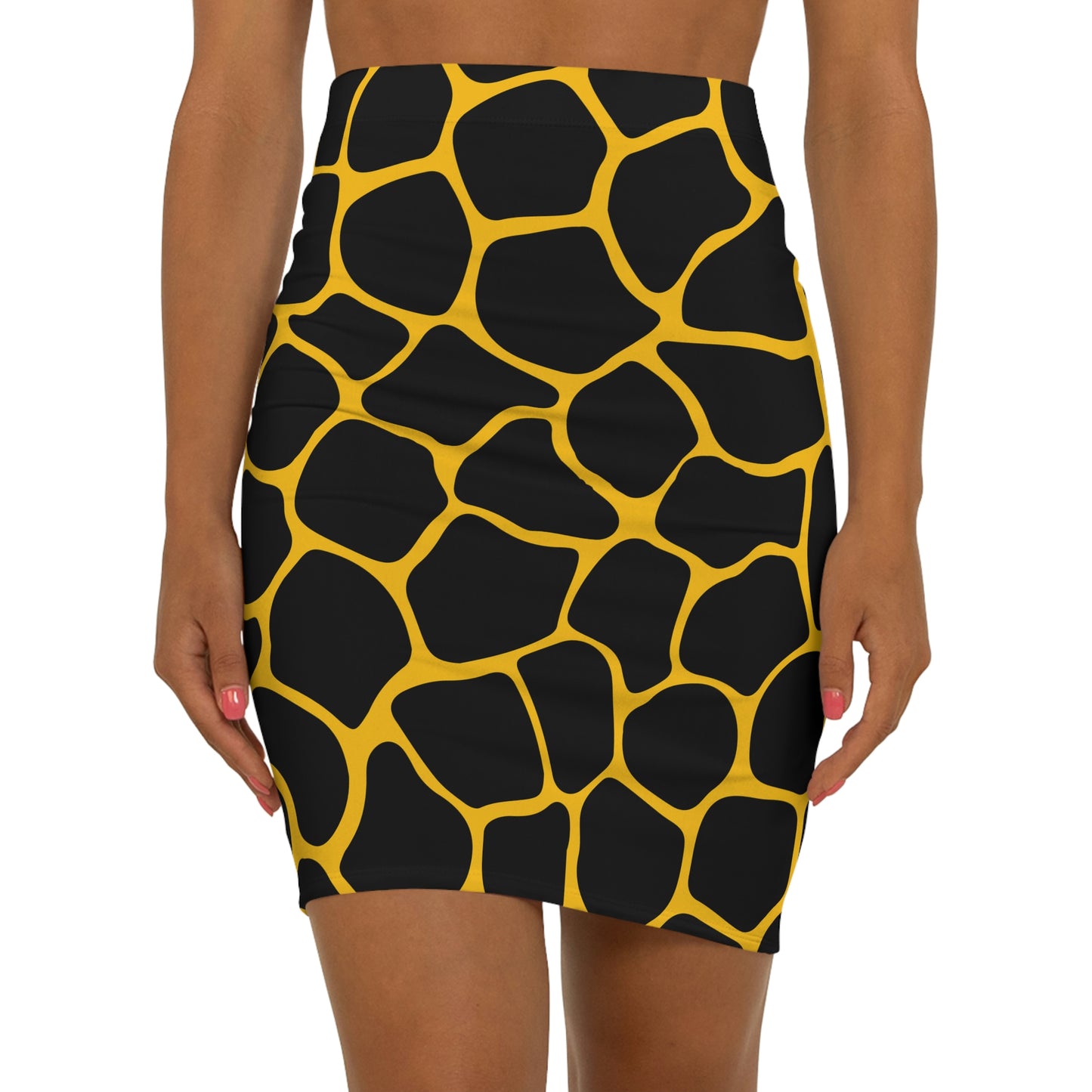 Battle Box Women's Black Yellow Cobble Mini Skirt-U6