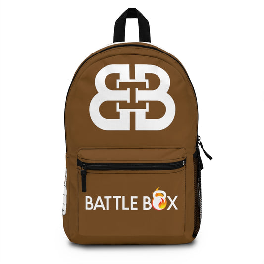 Battle Box Gym Fitness Brown Train Hard Backpack