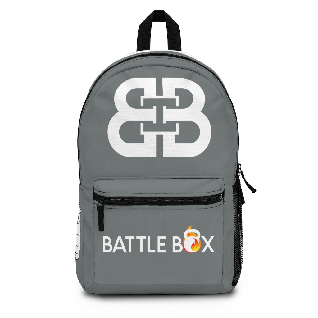 Battle Box Gym Fitness Gray Train Hard Backpack