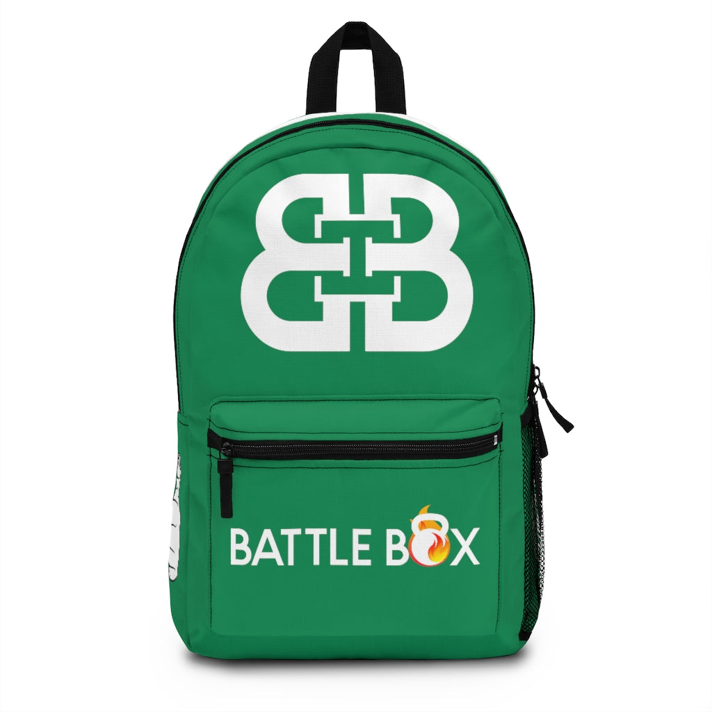 Battle Box Gym Fitness Green Train Hard Backpack